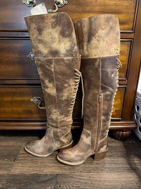 Over-the-Knee Lace-Up Brown Women's Boots